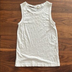 White Muscle Tee with Crew Neck and Textured Fabric
